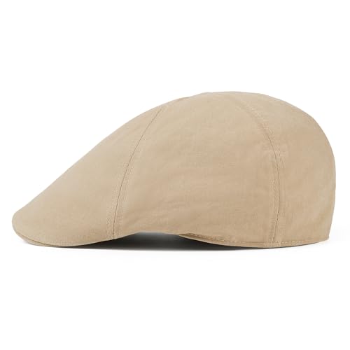 BOTVELA Men Cotton Ivy Irish Gatsby Cabbie Newsboy Cap - color: Khaki, size: 7 3/4