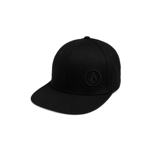 Volcom Men's Snapback Hat– 6-Panel Twill Flat Brim Cap Adjustable Snap Closure - color: Black
