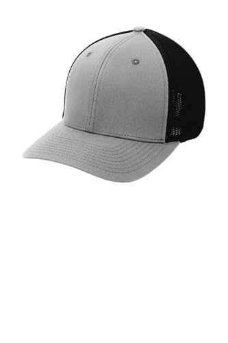 Port Authority Flexfit Cotton Twill Cap - color: Silver/ Black, size: Large-X-Large
