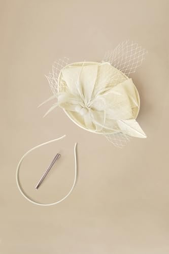 BABEYOND Fascinators Hats for Women Tea Party Pillbox Sinamay Derby Hat - color: Beige
