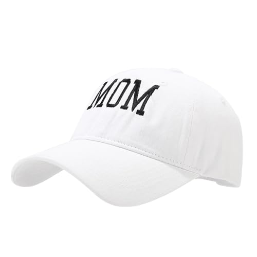Mom and Dad Hats Fathers Day Mothers Day Embroidered Adjustable Baseball Cap New Parents Gift for Couples - color: Mom-white