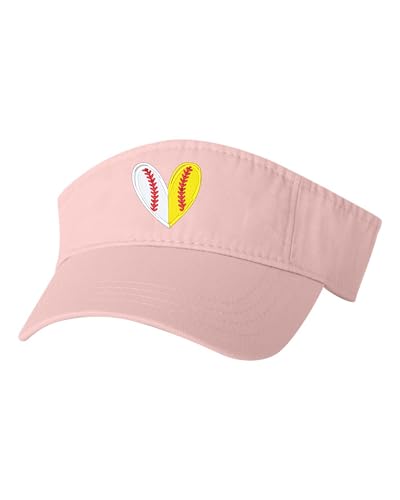 Go All Out Heart with Baseball & Softball Stitches Mom Bucket Ponytail Visor Embroidered Cap Dad Hat - color: Pink