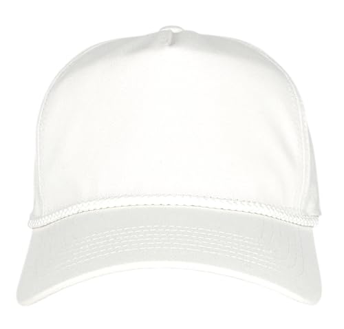 E BY ELIDAN A-Frame Trucker Hat, 5-Panel Blank Snapback - color: White + White Rope