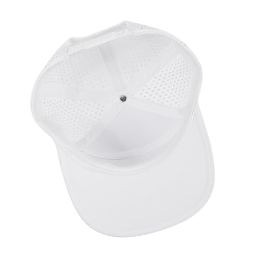 Quick Dry Baseball Cap Flat Brim Snapback Golf Hat for Men Women - color: White
