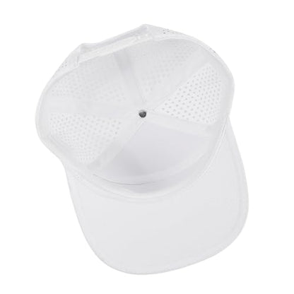 Quick Dry Baseball Cap Flat Brim Snapback Golf Hat for Men Women - color: White