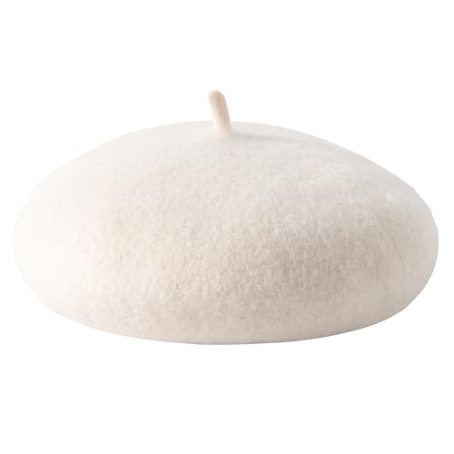 Lanzom Wool Blend Women Beret Hat French Beret Cap Winter Fashion Solid Color Hat for Women Girls Lady - color: Beige