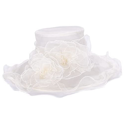 Lawliet Womens Dressy Wide Brim Church Wedding Occasion Sun Hat A613 - color: Ivory