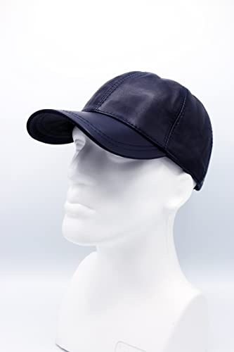 Genuine Leather Unisex Baseball Cap - color: Dark Blue