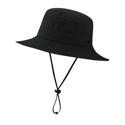 Clakllie Waterproof Fishing Hat Safari Cap Wide Brim Sun Hat Bucket Cap for Women Men Daily Wear Fashion Boonie Cowboy Caps - color: Black-xt05