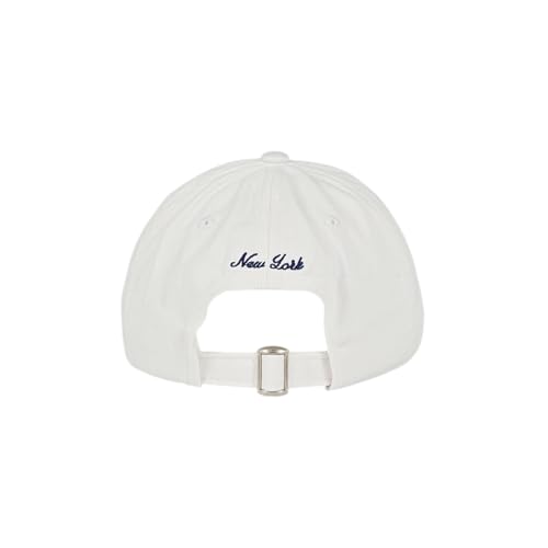 E BY ELIDAN NY Apple Dad Hat, New York Baseball Cap for Women Men - color: White With Navy Apple