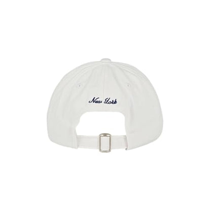 E BY ELIDAN NY Apple Dad Hat, New York Baseball Cap for Women Men - color: White With Navy Apple