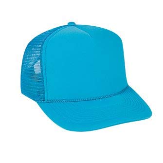 OTTO Neon Polyester Foam Front 5 Panel High Crown Mesh Back Trucker Hat - color: N. Blue