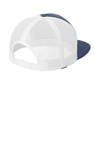 District Flat Bill Snapback Trucker Cap, Flat Brim Hat for Men & Women - color: New Navy