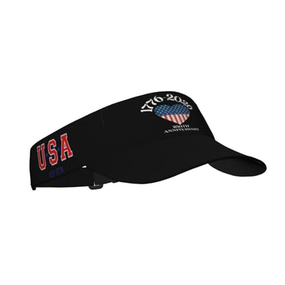 United States 250th Anniversary Hat USA Est 1776 America Patriotic Visor Cap Adjustable Sun Hat for Women Men Sports Beach - color: Black16