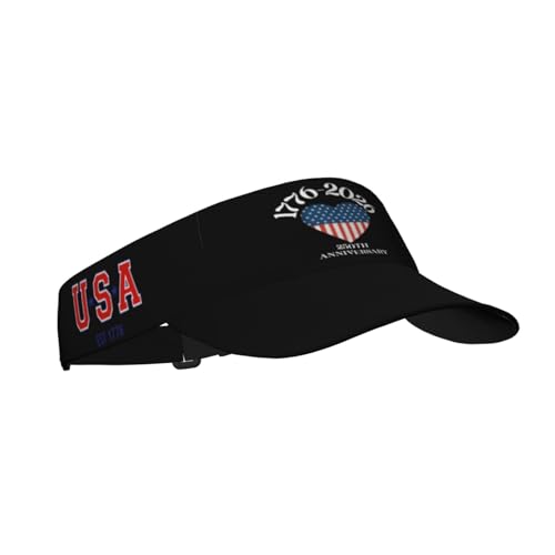 United States 250th Anniversary Hat USA Est 1776 America Patriotic Visor Cap Adjustable Sun Hat for Women Men Sports Beach - color: Black16