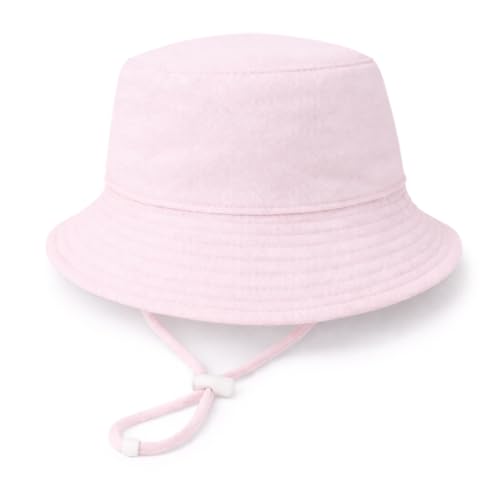 Baby Sun Hat Infant Toddler Summer Cotton Yarn Beach Bucket Hat for Boy Girl - color: Pink, size: 6-24 Months
