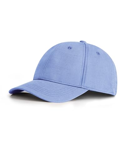 Zylioo XL XXL Linen Baseball Cap for Big Heads, Structured Dad Hat - color: Denim Blue, size: X-Large-XX-Large