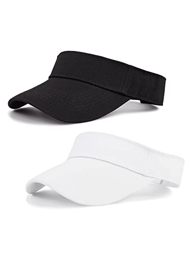 Century Star Visors for Women Mens Sun Visor Hats Sports Outdoor Tennis Running Adjustable Beach Cap Sun Protection - color: Z Solid White&black