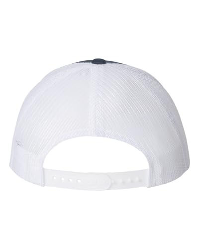 Go All Out String Bow Tie Cute Dad Deluxe Trucker Flatbill Baseball Structured Embroidered Hat - color: Navy/ White