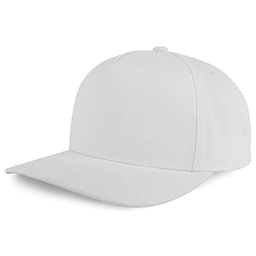 Trendy Apparel Shop Premium High Crown Cotton 5 Panel Pro Style Cap - color: White