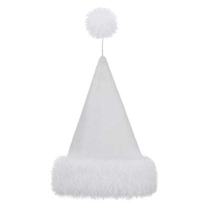 Personalized Santa Hat for Adults, Super Soft Plush Holiday Christmas Hat, Xmas New Year Party Headwear - color: Plush-white