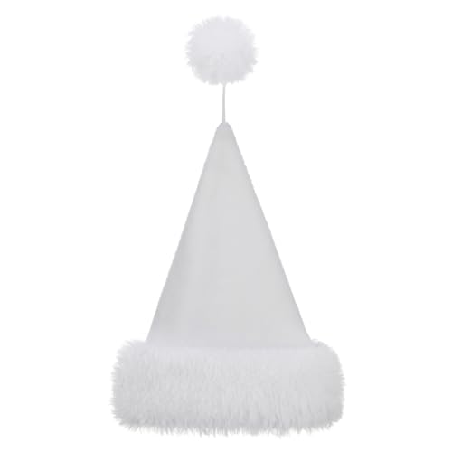 Personalized Santa Hat for Adults, Super Soft Plush Holiday Christmas Hat, Xmas New Year Party Headwear - color: Plush-white