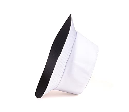 Quanhaigou Bucket Hats Unisex Summer Travel Beach Fisherman Cap for Men Women Teens - color: Plain White Black