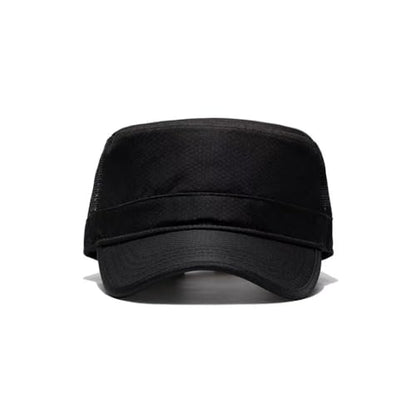 FASHIXD Mesh Military Hat for Men Summer Army Cap Quick Qry Short Bill Hat Cadet Cap - color: Black