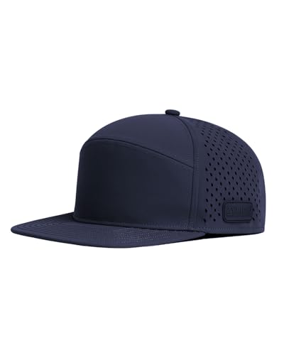 Zylioo XXL Laser Vented Snapback Hat for Big Heads, Flat Bill Cap Navy Blue