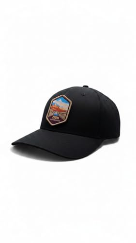 Zion Fitted Hat with National Park Woven Patch - color: Black L/XL (7 1/8” - 7 5/8”)