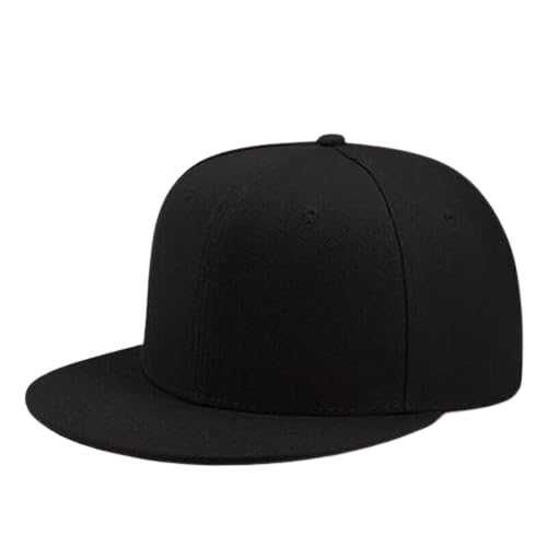 Boolavard Classic Snapback Hat Cap Hip Hop Style Flat Bill Blank Solid Color Adjustable Size - color: Black