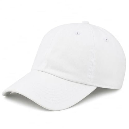 Cotton Baseball Cap Dad Hat – Washed Low Profile Adjustable Hat for Men Women Casual Outdoor Running Golf - color: White