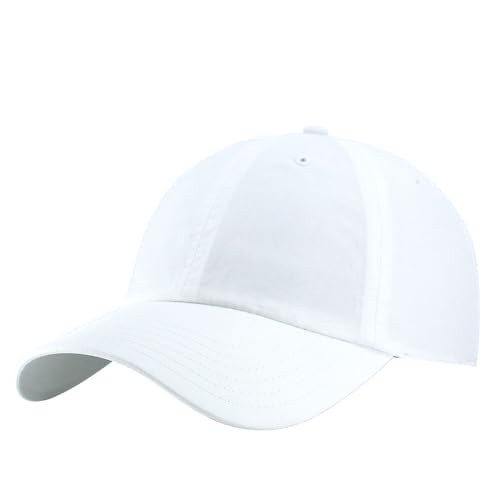 Washed Canvas Combed Cotton Unstructured Soft Crown Adjustable Dad Hat Baseball Cap - color: White