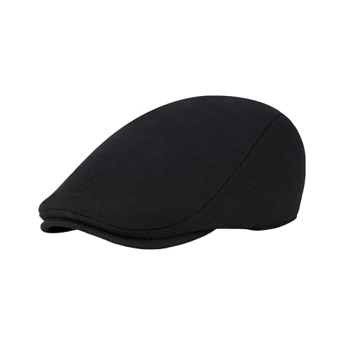KUJUHA Men's Newsboy Cap Cotton Flat Ivy Gatsby Newsboy Hat Driving Hat Irish Cabbie Hunting Caps Winter Hat - color: Ba_black, size: Large