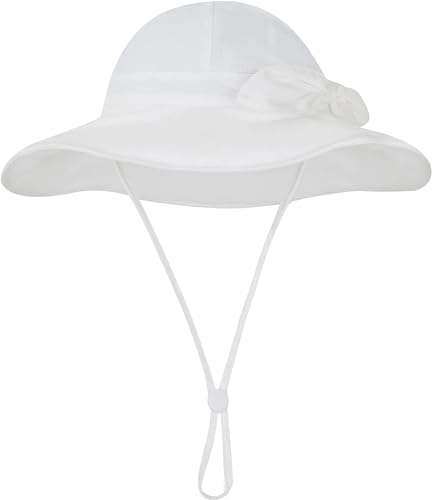 Baby Toddler Sun Protection Bucket Hat Infant Beach Summer Hats for Girl - color: White, size: 12-24 Months