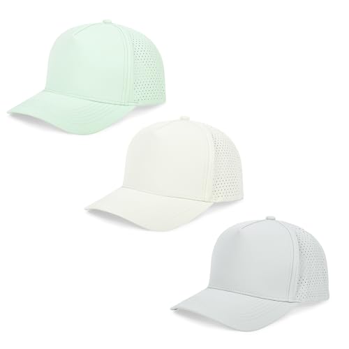 5 Panel Baseball Cap Quick Dry Mesh Snapback Hat for Women Men - color: Lightgrey+aquagreen+offwhite