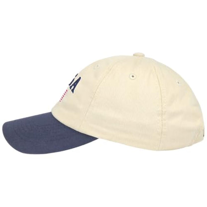 E BY ELIDAN USA Hat, Embroidered American Flag Baseball Cap for Men Women - color: Cream + Navy
