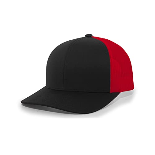 Pacific Headwear Snapback Trucker: Stylish Unisex Cap for All-Day Comfort - color: Black/Red/Black, size: One Size