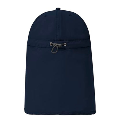 American Trends Mens Sun Hat with Neck Flap, UV Protection Outdoor Flap Hat, Packable Soft Fishing Hiking Gardening Hat - color: Navy