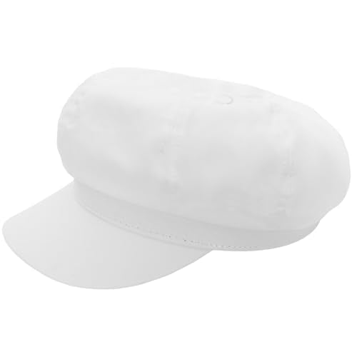 Newsboy Cabbie Baker Boy Hat Beret Cap for Women Pageboy Hats Flat Visor Cap Sailor Hat Adjustable - color: White