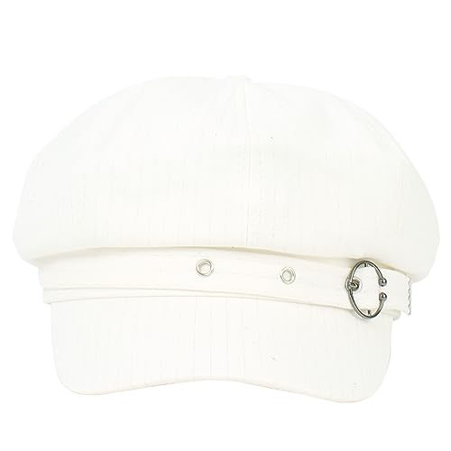 Women Cotton Blend Newsboy Cap Cabbie Paperboy Painter Visor Hat - color: White