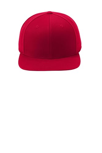 SPORT-TEK Unisex Classics Flat Bill Snapback Cap | Snapback Hat for Men & Women, High Profile Design with 7 Position Closure - color: Deep Red