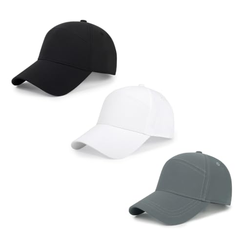 Quick Dry Baseball Cap Trucket Hats UPF50+ Structured Golf Hats Men Women - color: 3-black+white+grey