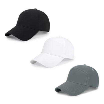 Quick Dry Baseball Cap Trucket Hats UPF50+ Structured Golf Hats Men Women - color: 3-black+white+grey