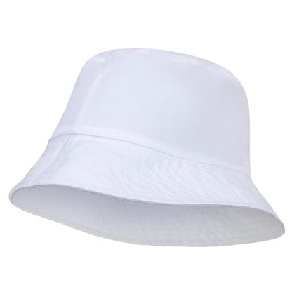 Kids Bucket Hat for Girls & Boys, Packable Fun & Cool Reversible Beach Sun Teen Toddler Bucket Hat - Ages 3-14 Years - color: White / Light Grey, size: 3-7 Years