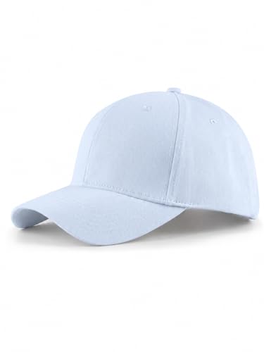 Zylioo XL XXL Big Head Baseball Cap, 100% Cotton Adjustable High Crown Hat - color: Light Blue
