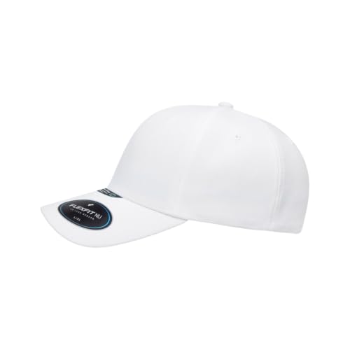 Flexfit NU Tri-Layer Athletic Fitted Baseball Cap with Seam-Sealed Taping - color: White, size: Small-Medium