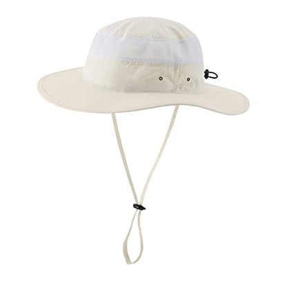 Home Prefer UPF 50+ Men's Sun Hat Wide Brim Bucket Hat UV Protection Hat for Mens Womens Beach Safari Gardening Golf Fishing - color: Ivory