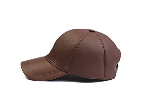 Genuine Leather Unisex Baseball Cap - color: Brown