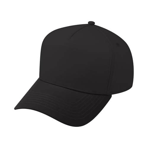 TOPTIE 5 Panel Trucker Hat Snapback Adjustable Cotton Sun Cap for Men - color: Black